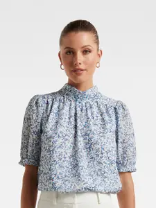 Forever New Floral Printed High Neck Puff Sleeves Top