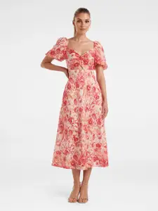 Forever New Sweetheart Neck Floral Printed A-Line Midi Dress