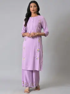 W Floral Embroidered Thread Work A-Line Kurta