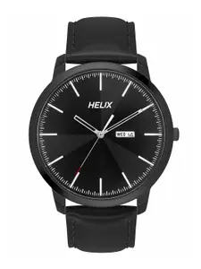 Helix By Timex Black Round Dial Analog Leather Men Watch - TW039HG15