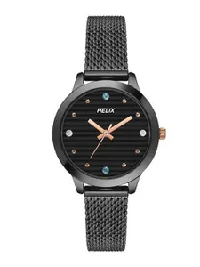 Helix Women Brass Dial & Stainless Steel Bracelet Style Straps Analogue Watch TW022HL24