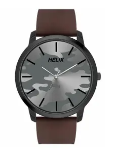 Helix Men Brass Printed Dial & Straps Analogue Watch TW039HG18