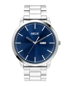 Helix Men Brass Printed Dial & Stainless Steel Bracelet Style Straps Analogue Watch TW039HG14
