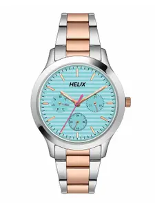 Helix Women Striped Dial & Stainless Steel Straps Analogue Watch TW053HL03