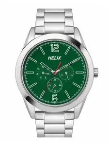 Helix Men Brass Dial & Stainless Steel Bracelet Style Straps Analogue Watch TW031HG21