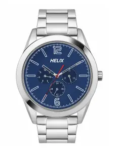 Helix Men Brass Printed Dial & Stainless Steel Bracelet Style Straps Analogue Watch TW031HG20