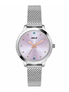 Helix Women Brass Dial & Stainless Steel Bracelet Style Straps Analogue Watch TW022HL21