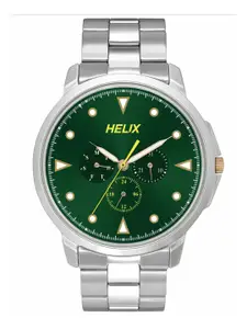 Helix Men Brass Dial & Stainless Steel Bracelet Style Straps Analogue Watch TW027HG34