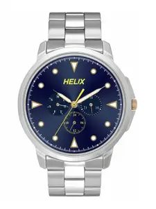 Helix Men Brass Dial & Stainless Steel Bracelet Style Straps Digital Watch TW027HG33