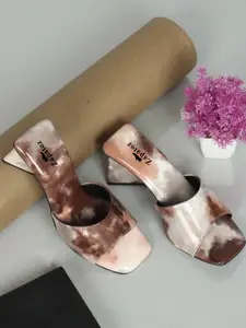 ZAPATOZ Printed Comfortable Open Toe Block Heels