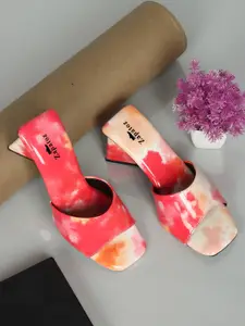 ZAPATOZ Printed Comfortable Open Toe Block Heels