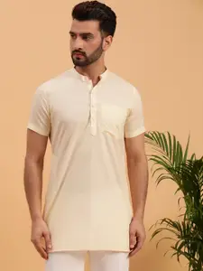 NAMASKAR Patch Pocket Mandarin Collar Cotton Kurta