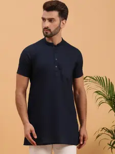 NAMASKAR Mandarin Collar Cotton Straight Regular Kurta