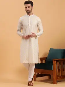 NAMASKAR Ethnic Motifs Woven Design Cotton Kurta