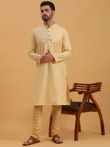 NAMASKAR Ethnic Motifs Woven Design Silk Straight Kurta