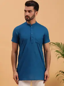 NAMASKAR Men Mandarin Collar Cotton Short Kurta