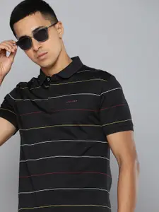 Levis Men Pure Cotton Striped Polo Collar Slim Fit T-shirt