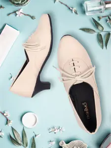 FASHIMO Kitten Heels Lace-Up Pumps