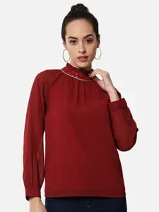 ALL WAYS YOU High Neck Cuffed Sleeves Top