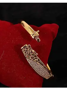 NMII Women Gold-Plated American Diamond Bangle-Style Bracelet