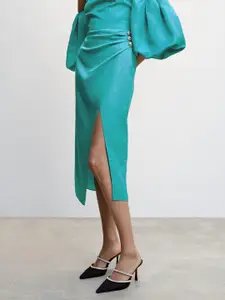 MANGO Jewel Button Wrap Skirt