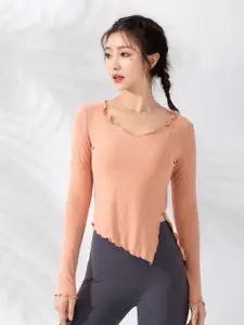 JC Collection Back Tie-Ups V-Neck Long Sleeves Top