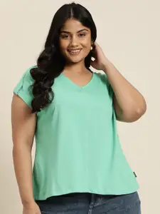 Sztori Women Plus Size Extended Sleeves Pure Cotton T-shirt