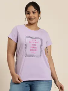 Sztori Women Plus Size Typography Printed T-shirt
