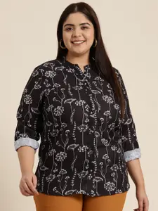 Sztori Plus Size Floral Print Shirt Style Top