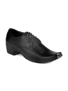 Bxxy Men Textured Pointed-Toe Lace-Up Formal Elevator Derby