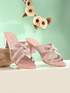 CLOG LONDON Textured Open Toe Block Heels