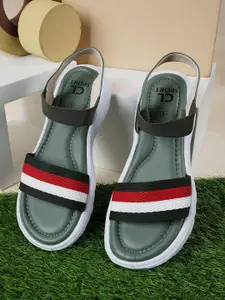 Carlton London sports Women Woven Design Open Toe Flats With backstrap