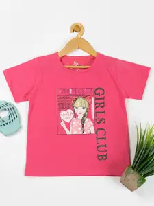 Nins Moda Girls Graphic Printed Cotton T-Shirt
