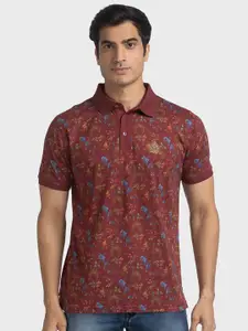 ColorPlus Floral Printed Polo Collar Organic Cotton T-shirt
