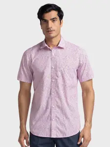 ColorPlus Plus Size Geometric Printed Slim Fit Organic Cotton Casual Shirt