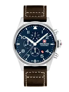 SWISS MILITARY HANOWA Men Leather Straps Chronograph Swiss Made Watch SMWGC0000402