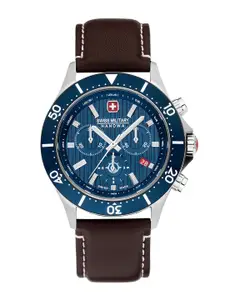 SWISS MILITARY HANOWA Men Leather Straps Analogue Chronograph Swiss Made Watch