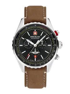 SWISS MILITARY HANOWA Men Leather Straps Analogue Chronograph Swiss Made Watch