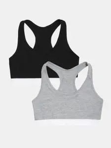 Sillysally Pack Of 2 Double Layer Full Coverage Non Padded Non Wired Sports Bra