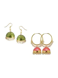 FEMMIBELLA Set Of 2 Gold Plated Circular Hoop Earrings