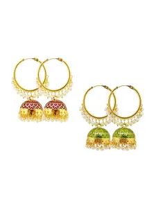 FEMMIBELLA Set Of 2 Gold Plated Circular Hoop Earrings