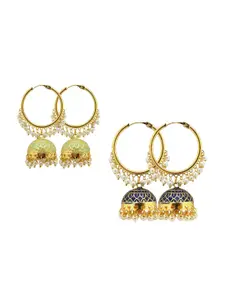 FEMMIBELLA 2Pcs Gold Plated Circular Jhumkas Earrings