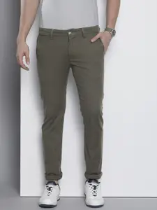 Nautica Men Textured Slim Fit Mid-Rise Trousers