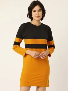 HILL STREET Striped Colourblocked T-Shirt Dress