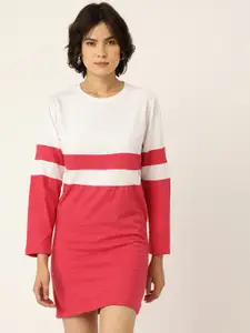 HILL STREET Striped Colourblocked T-Shirt Dress