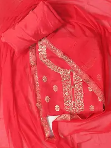 SALWAR STUDIO Printed Art Silk Unstitched Dress Material