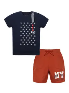 PLUM TREE Boys Printed Pure Cotton T-shirt with Shorts