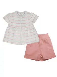 My Milestones Girls Striped Pure Cotton Top with Shorts