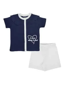 My Milestones Infant Girls Printed Pure Cotton Top with Shorts Clothing Set