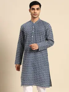 Anouk Geometric Embroidered Mandarin Collar Kurta